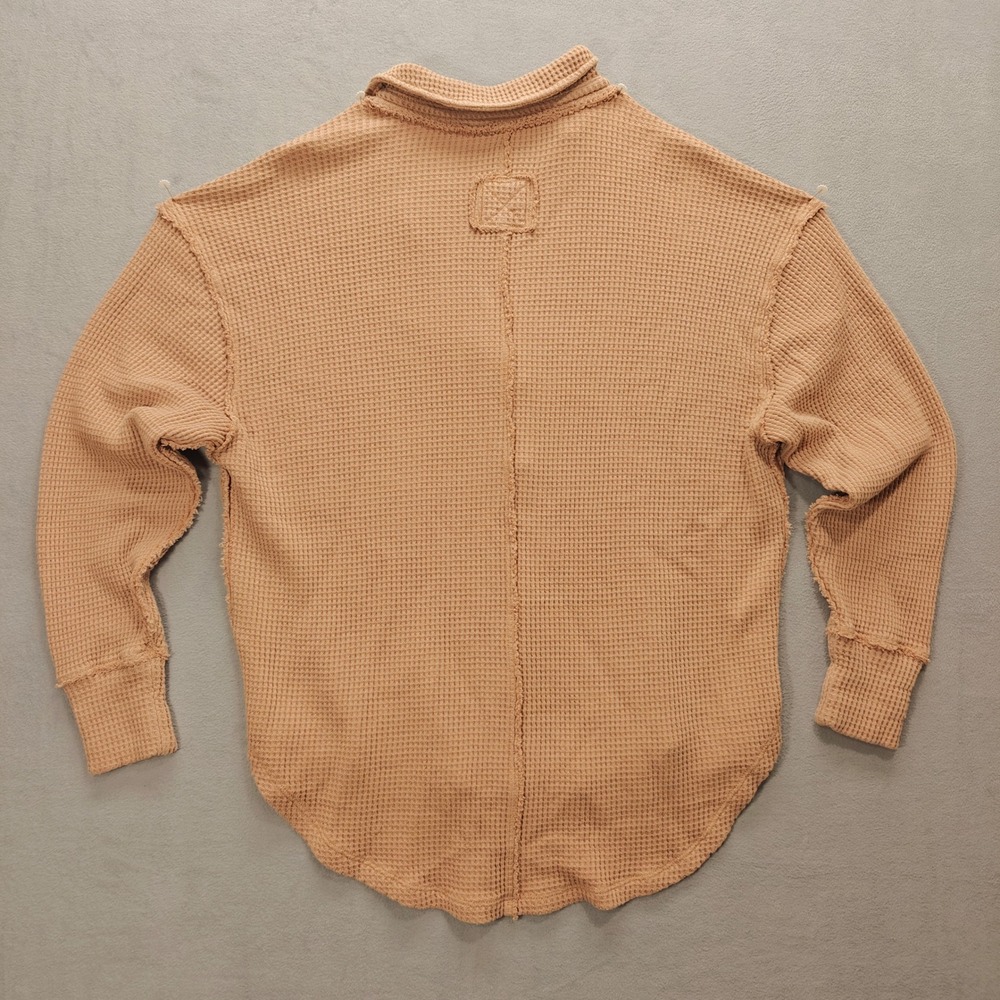 Aerie Oversized Waffle Knit Pullover V-Neck Long Sleeve Womens S‎ Granola Hiking - Picture 8 of 9